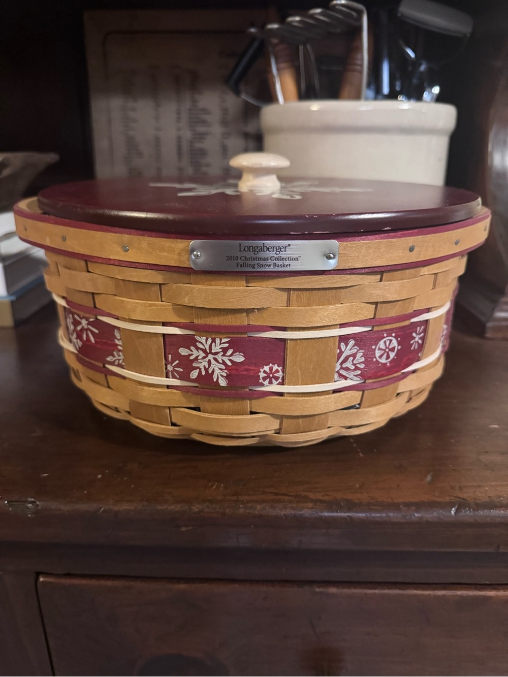 Longaberger 2010 Christmas Collection Falling Snow Basket Lid, Liner, Protector